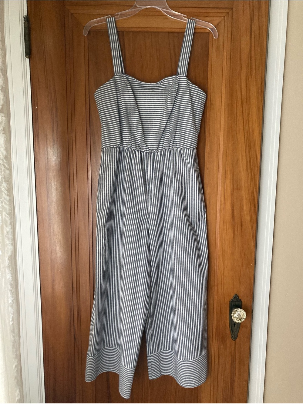 Speechless / Navy & White Striped cropped Wide-Leg Jumpsuit